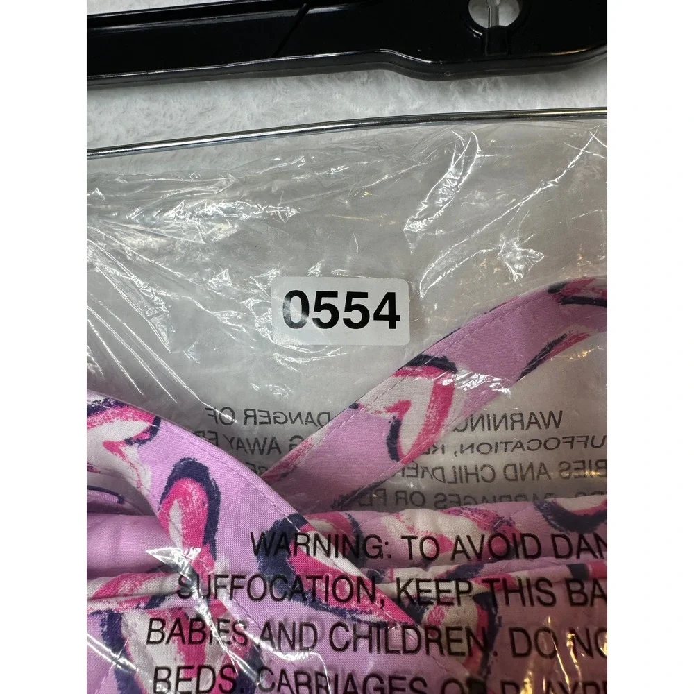 NWT Vera Bradley Baby Bag Quilted Cotton Diaper Bag Lavender Pink Painted Hearts